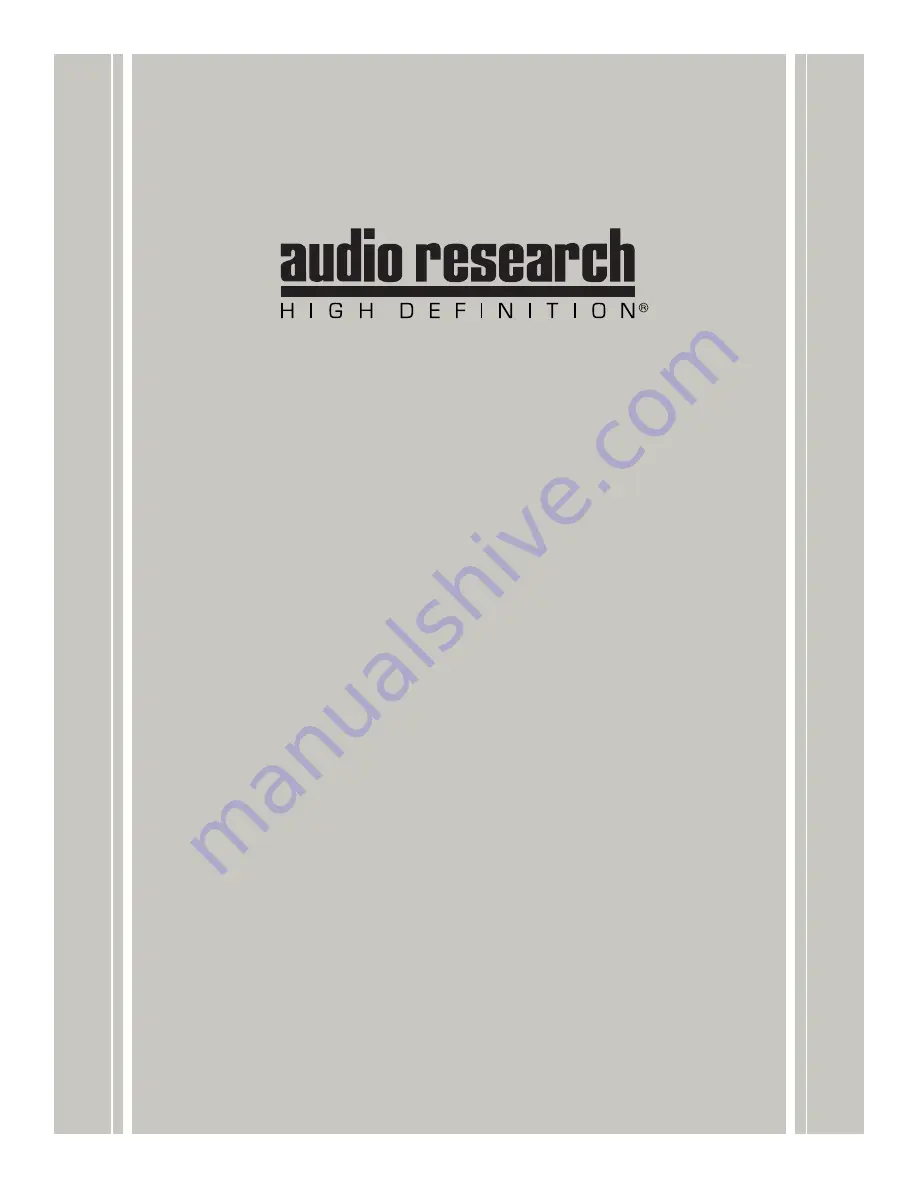 Audio Research VT80 User Manual Download Page 1