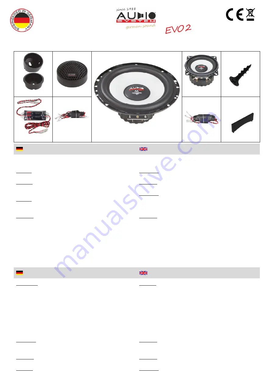 Audio System M165/3 EVO 2 User Manual Download Page 1