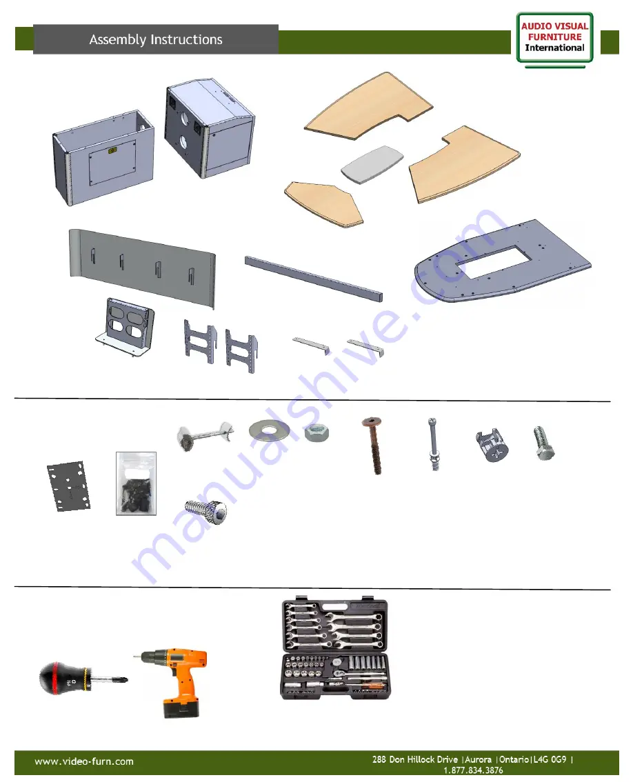 Audio Visual Furniture T525EX Assembly Instructions Manual Download Page 2