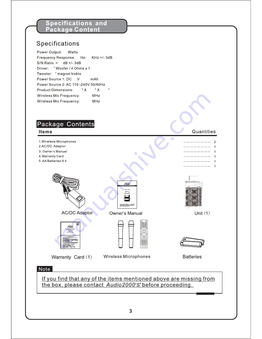 Audio2000's AKJ7809-P Owner'S Manual Download Page 5