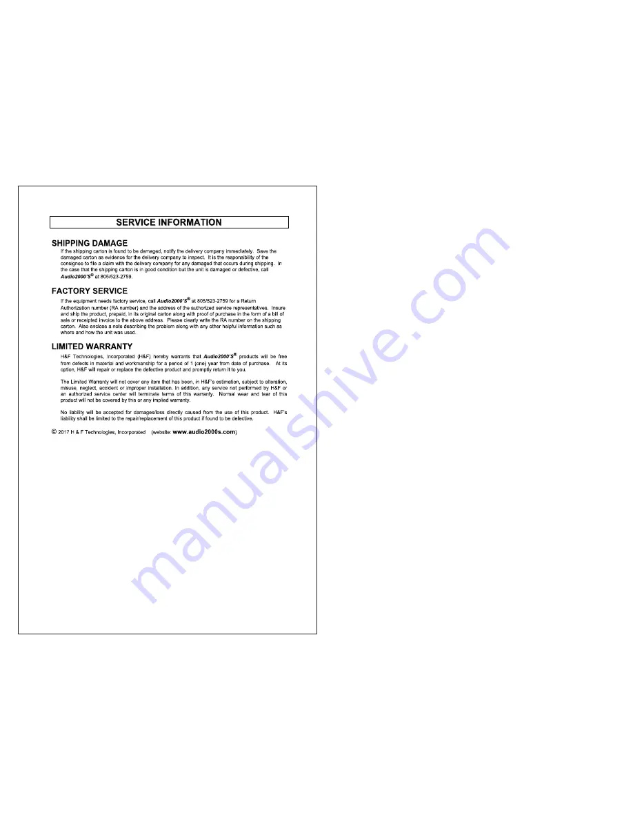 Audio2000's AMX7313 Owner'S Manual Download Page 6