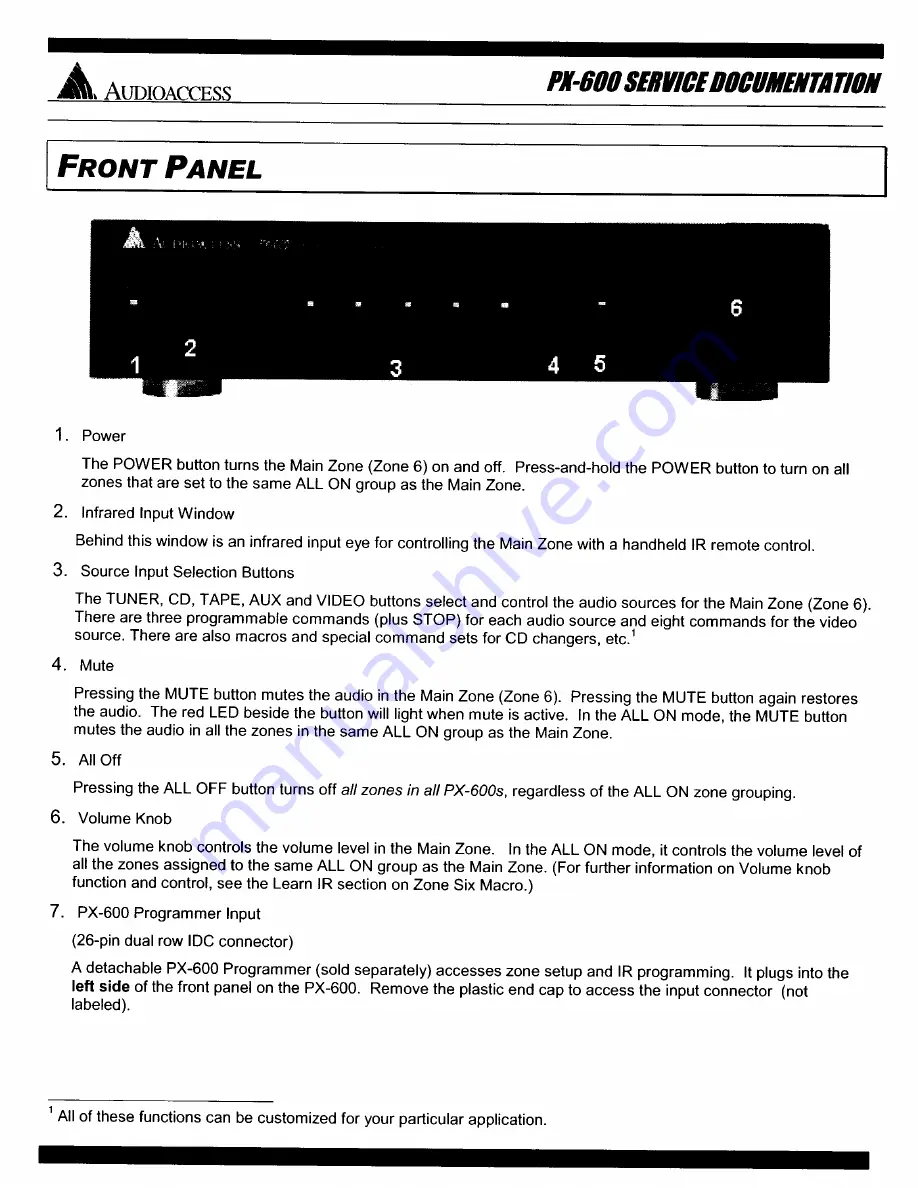 Audioaccess PX-600 Service  Manual Addendum Download Page 7