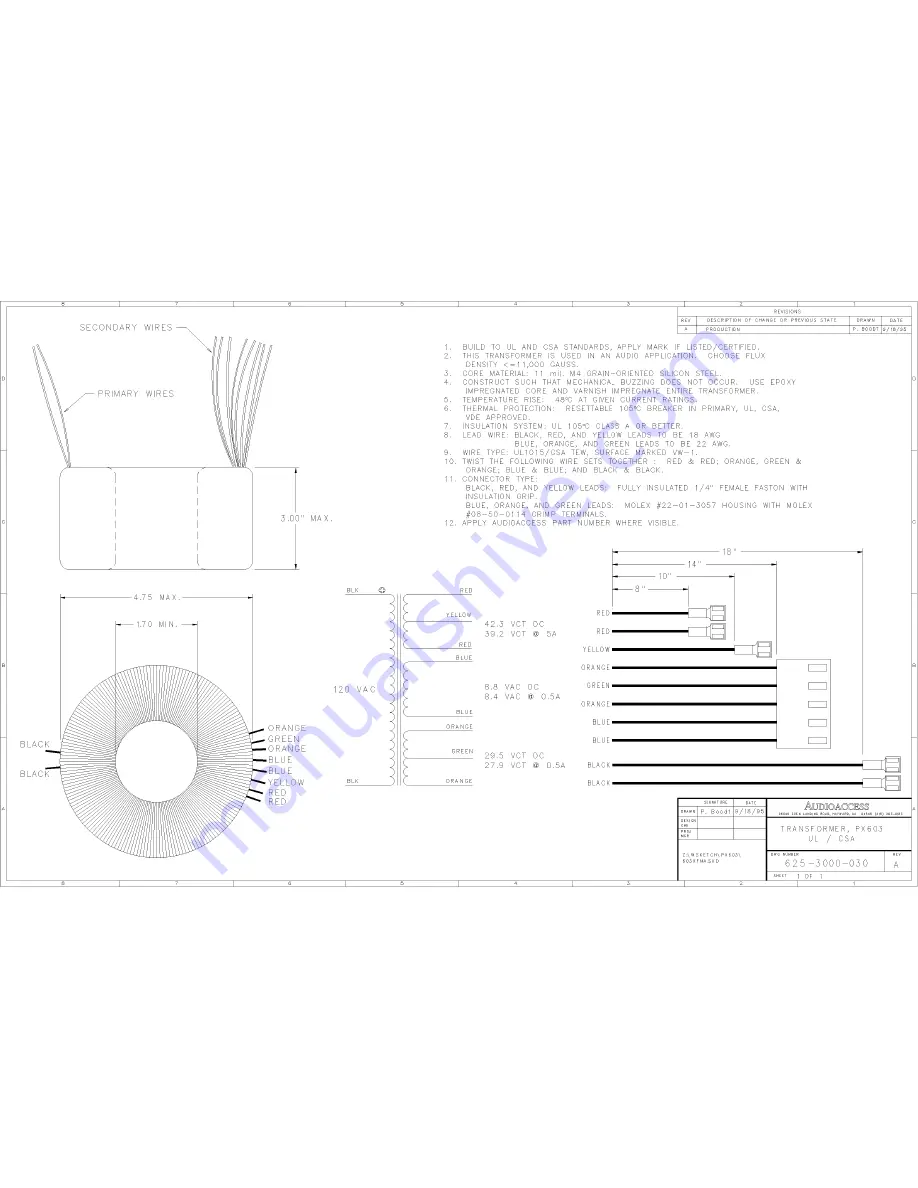 Audioaccess PX-603 Preliminary Service Manual Download Page 64