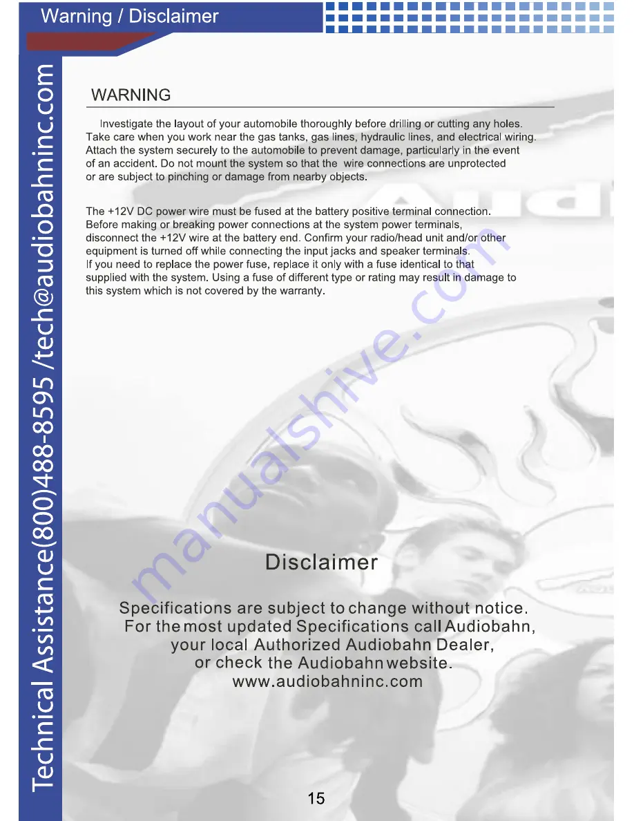 AudioBahn AWIS-12 Operating Instructions Manual Download Page 16