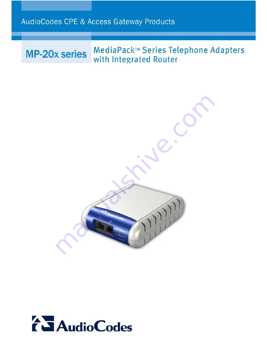 AudioCodes MediaPack MP-202 User Manual Download Page 1