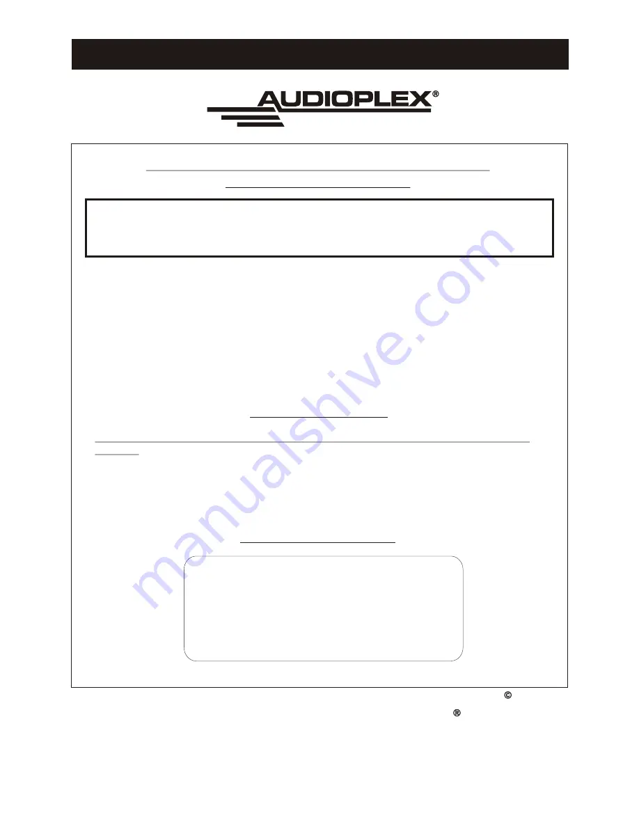 Audioplex MUSIC MASTER 1 Installation Manual Download Page 1