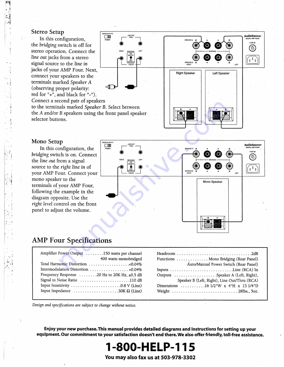 AudioSource Amp Four Owner'S Manual Download Page 3