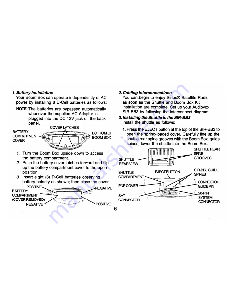 Audiovox Electronics Shuttle Boom Box SIR-BB3 User Manual Download Page 6