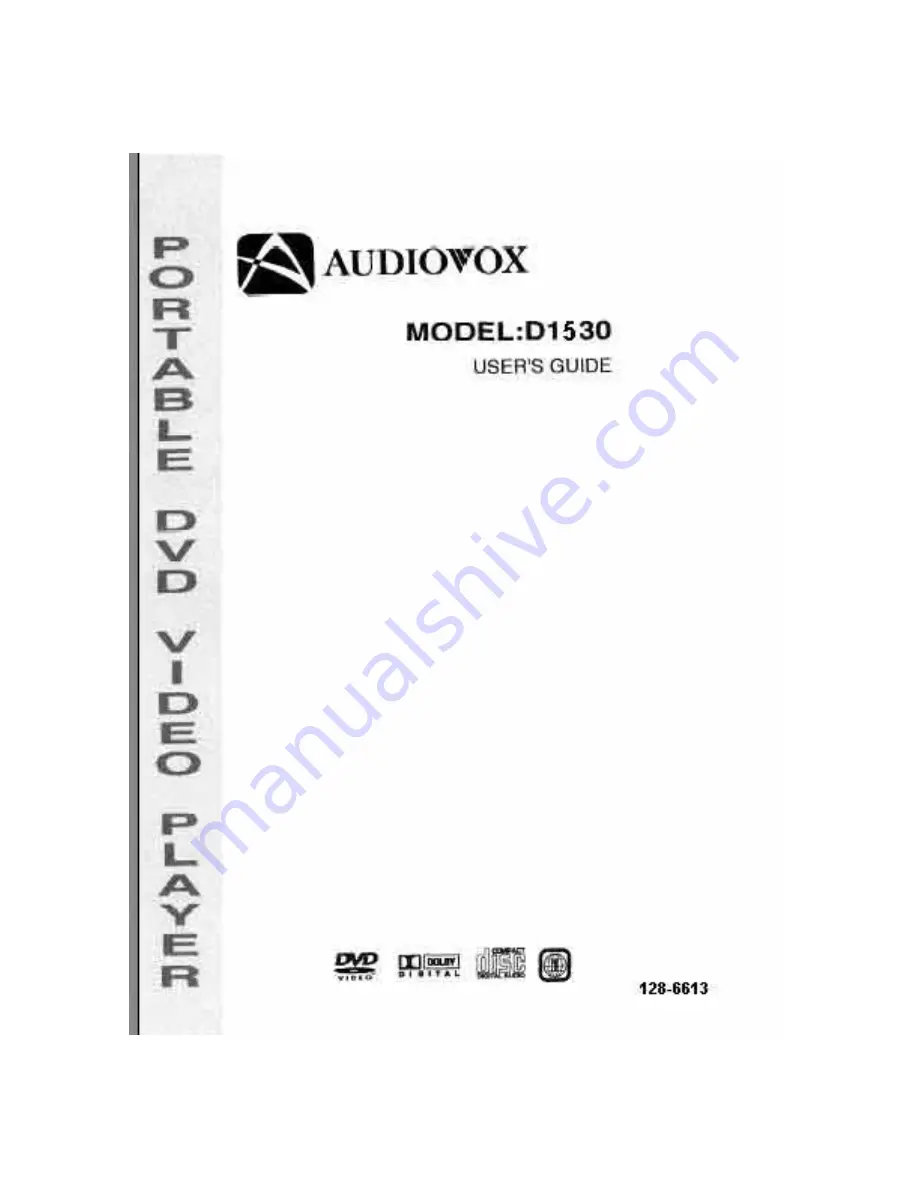 Audiovox 1286613 User Manual Download Page 1