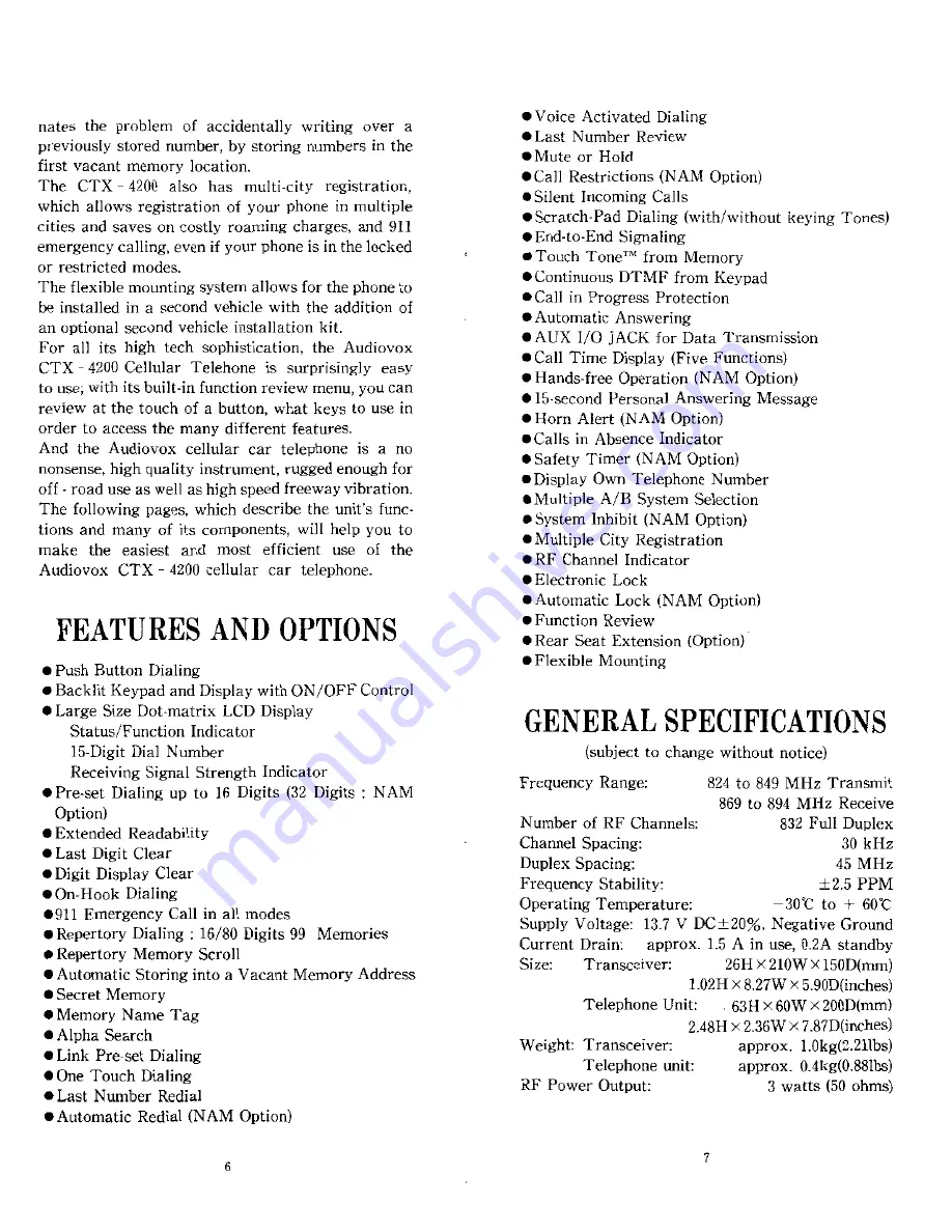 Audiovox CTX-4200 Owner Operating Instructions Download Page 4