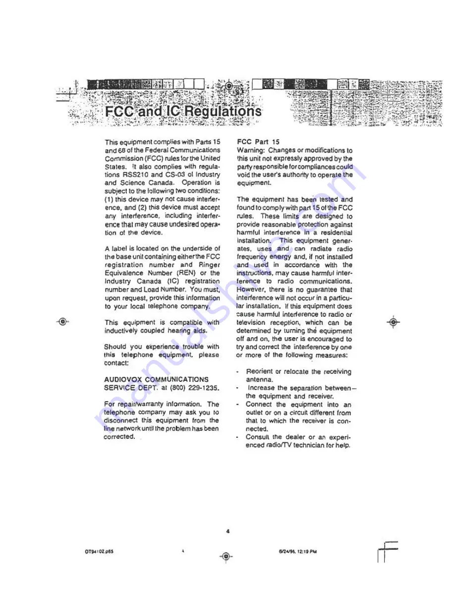 Audiovox DT 941 CI Owner'S Operating Instruction Manual Download Page 6