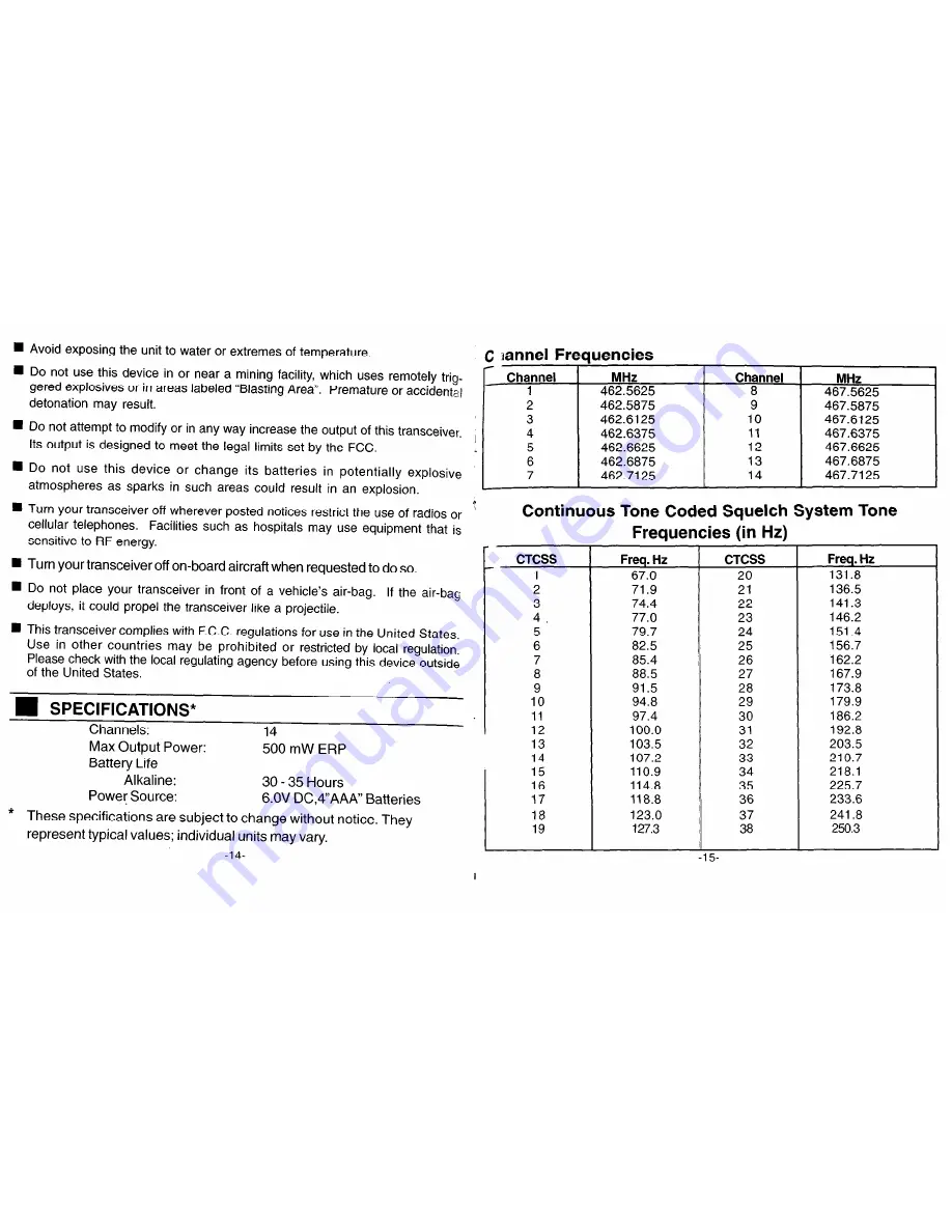 Audiovox FR-541 Owner'S Manual Download Page 8