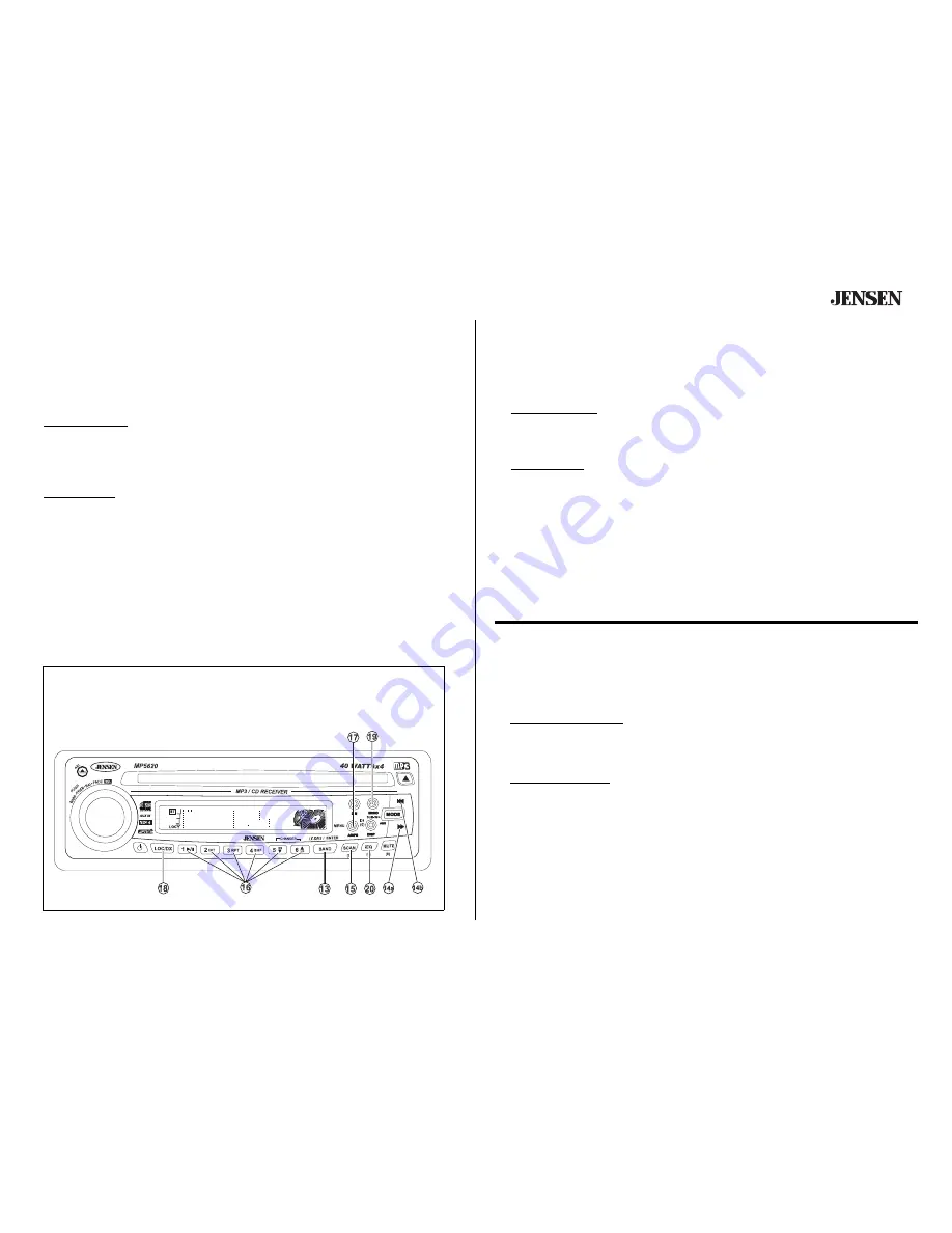 Audiovox Jensen MP5620 Owner'S Manual Download Page 13