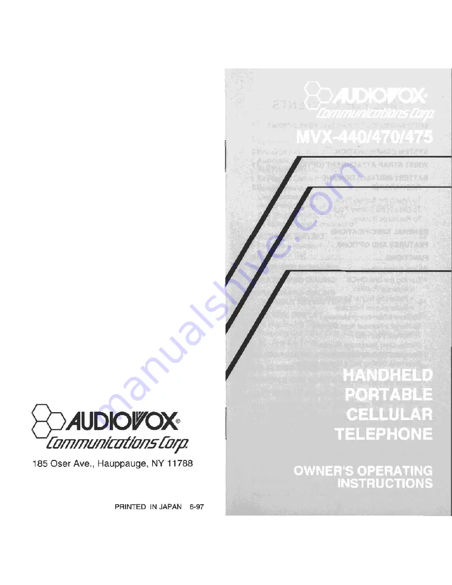 Audiovox MVX-440 Owner Operating Instructions Download Page 1