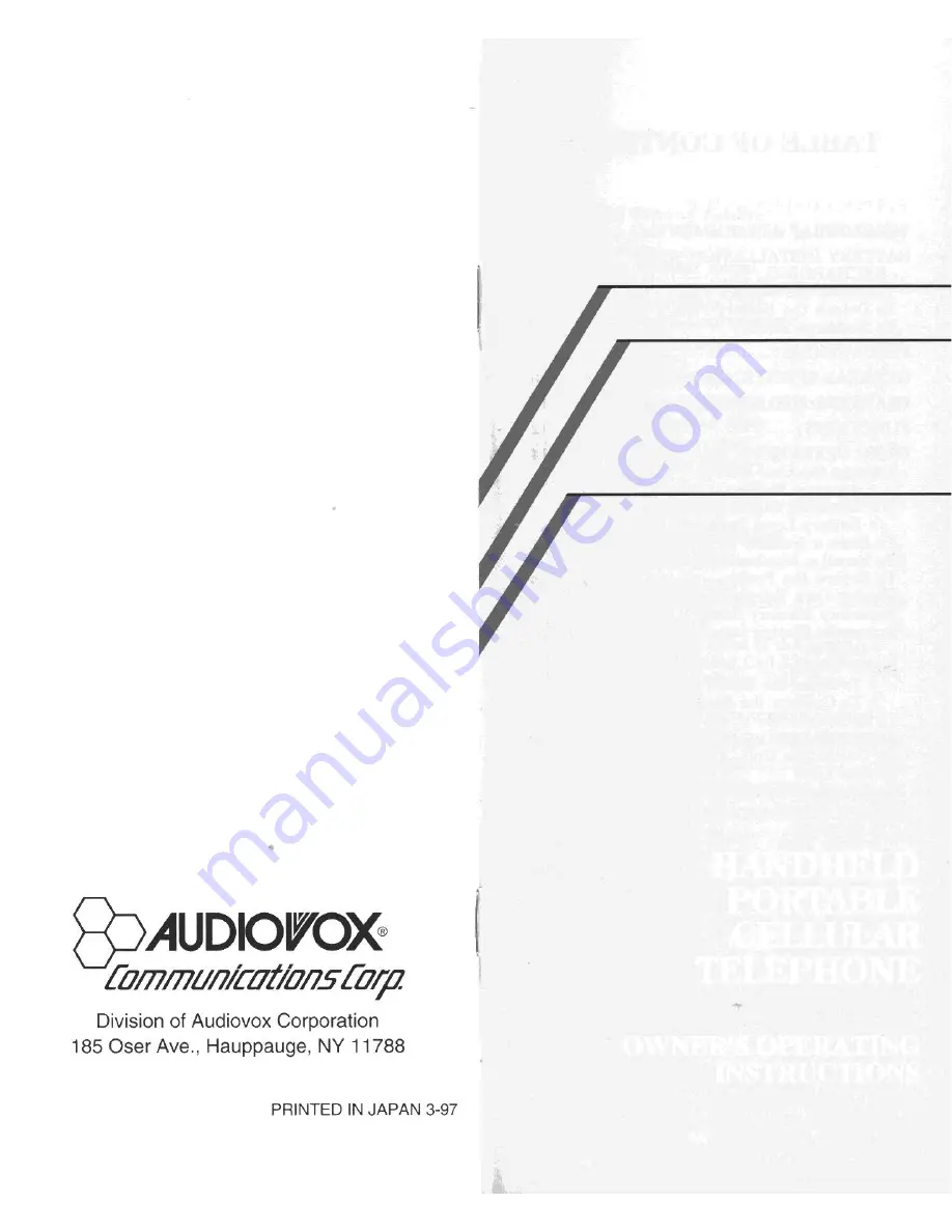 Audiovox MVX-855 Owner Operating Instructions Download Page 1