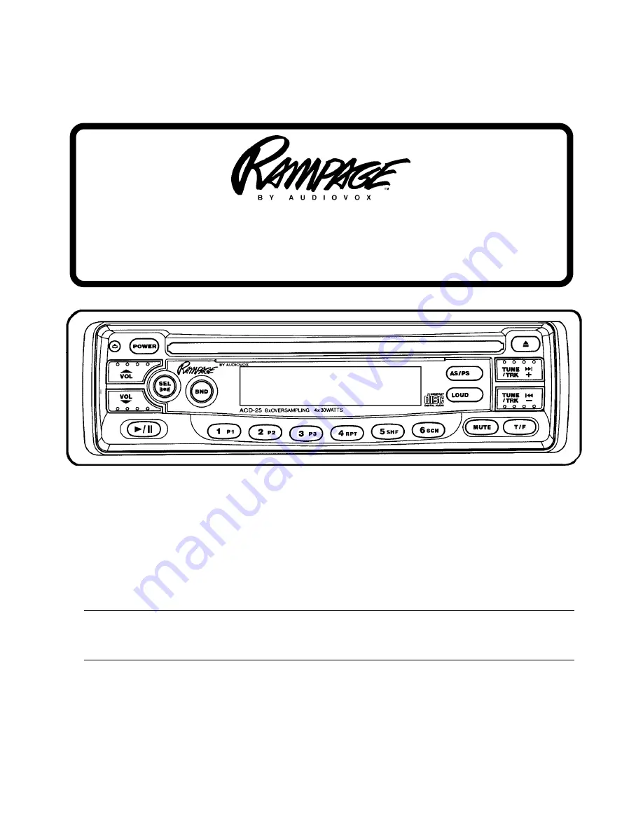 Audiovox Rampage ACD-25 Owner'S Manual And Installation Manual Download Page 1