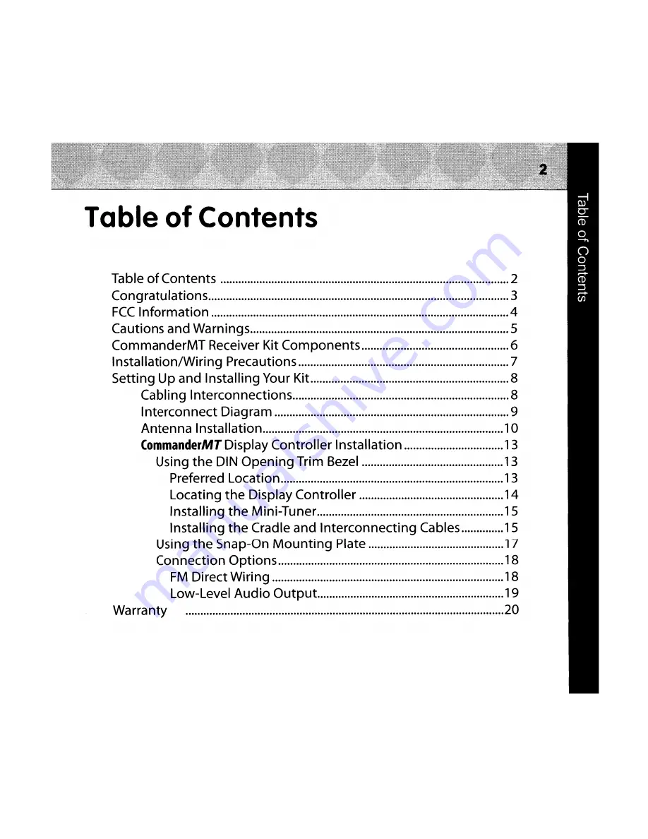 Audiovox XMRVRFM002 - Commander MT XM Radio Tuner Installation Manual Download Page 2