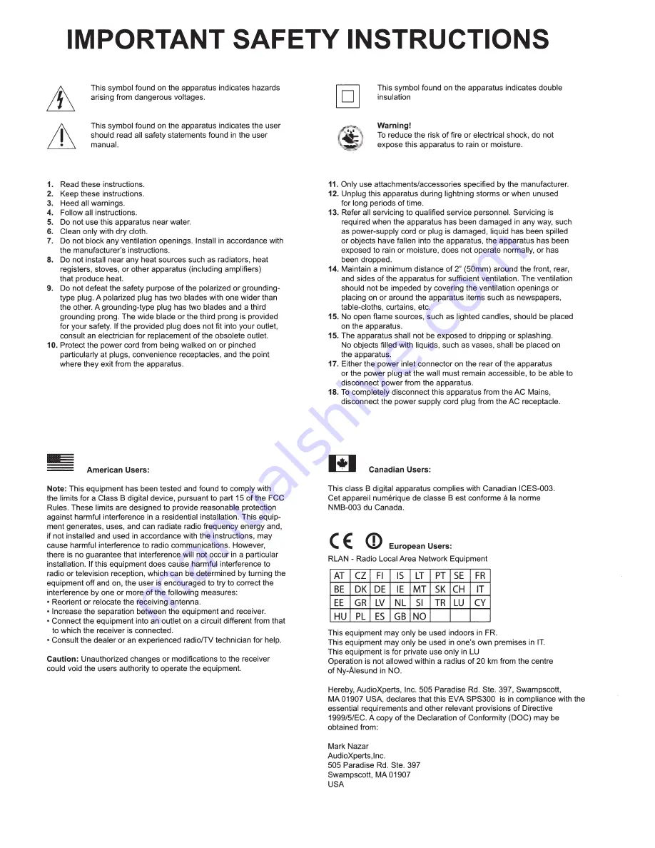 AudioXperts EVA SCR300 Instruction Manual Download Page 12