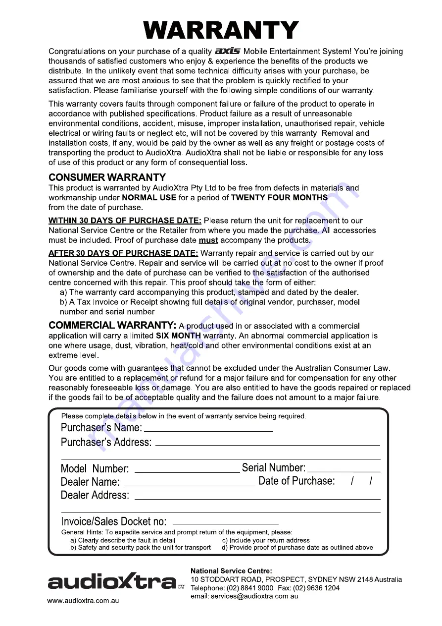 Audioxtra AXIS AT1900BT Instruction Manual Download Page 12