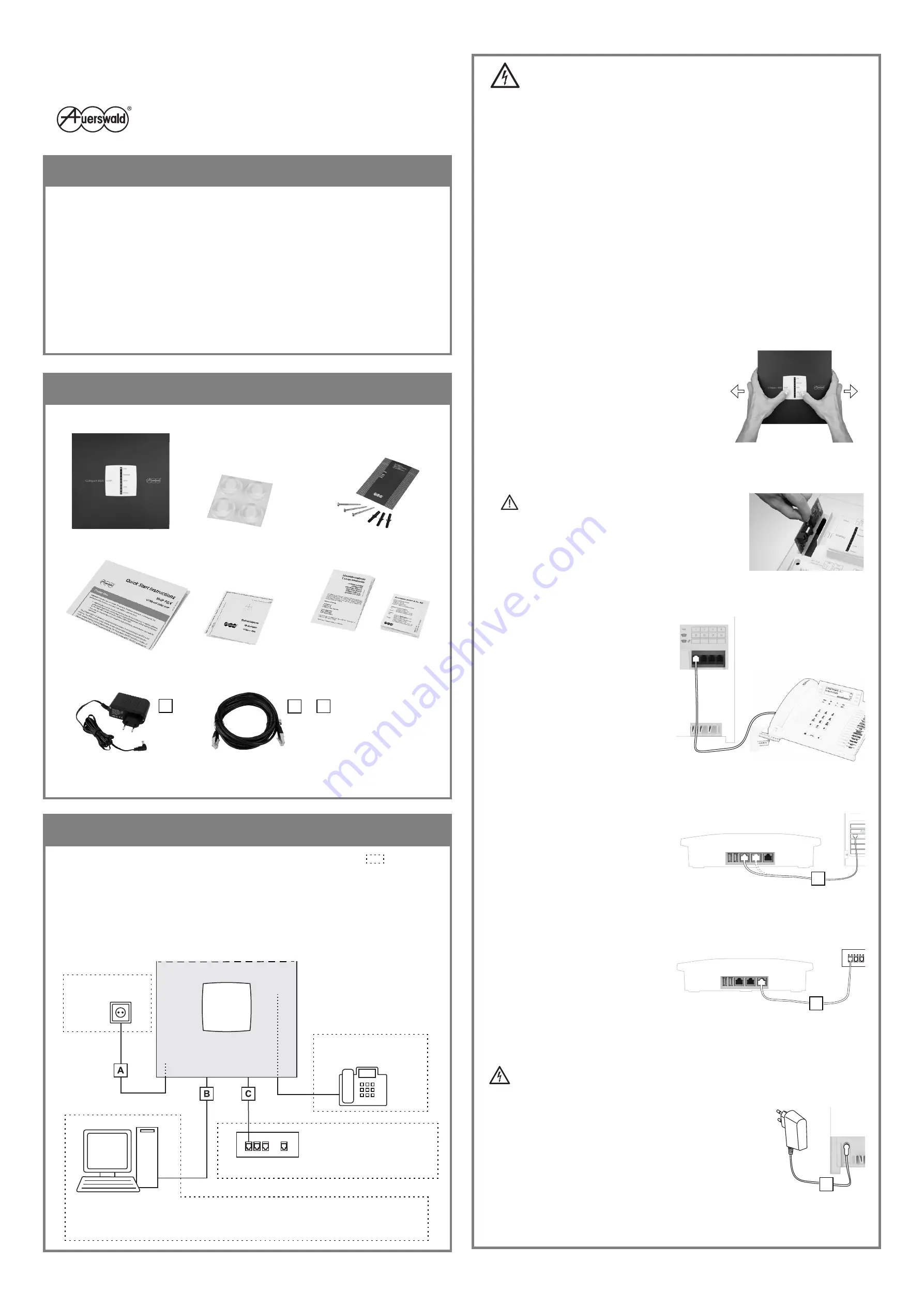 Auerswald COMpact 3000 VoIP Quick Start Instructions Download Page 1