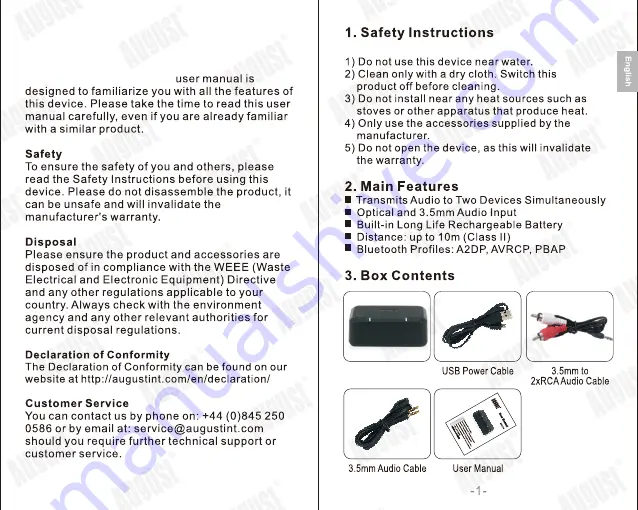 August MR270-HD Скачать руководство пользователя страница 2