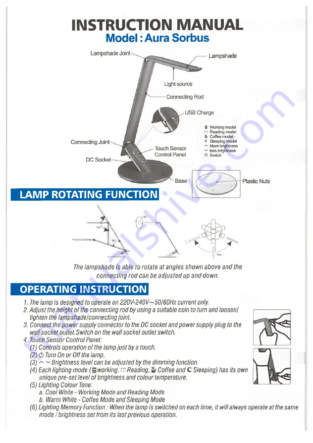 Aura Light Sorbus Instruction Manual Download Page 1