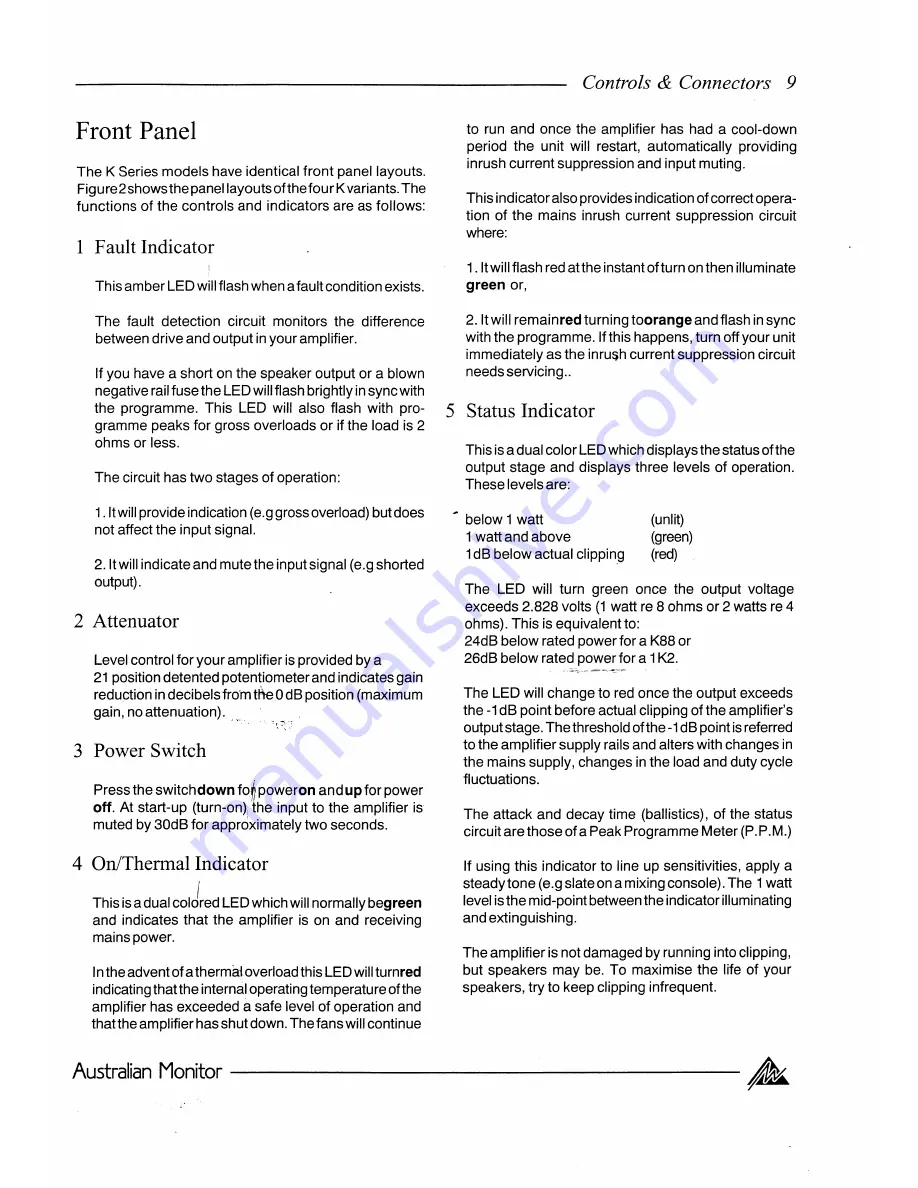 AUSTRALIAN MONITOR 1K2 - Manual Download Page 9