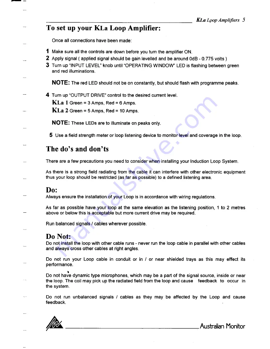 AUSTRALIAN MONITOR KLA Manual Download Page 5