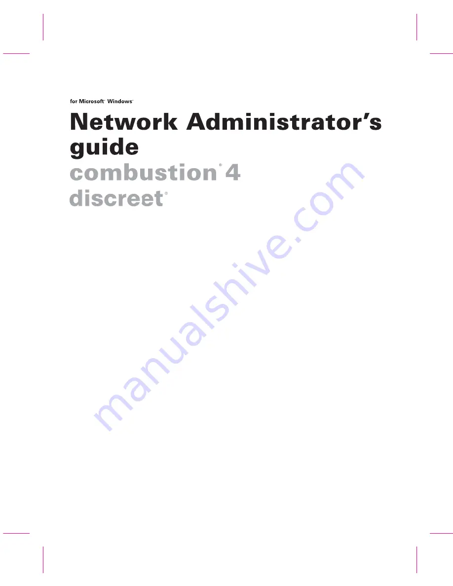 Autodesk Combustion 4 discreet Network Manual Download Page 1