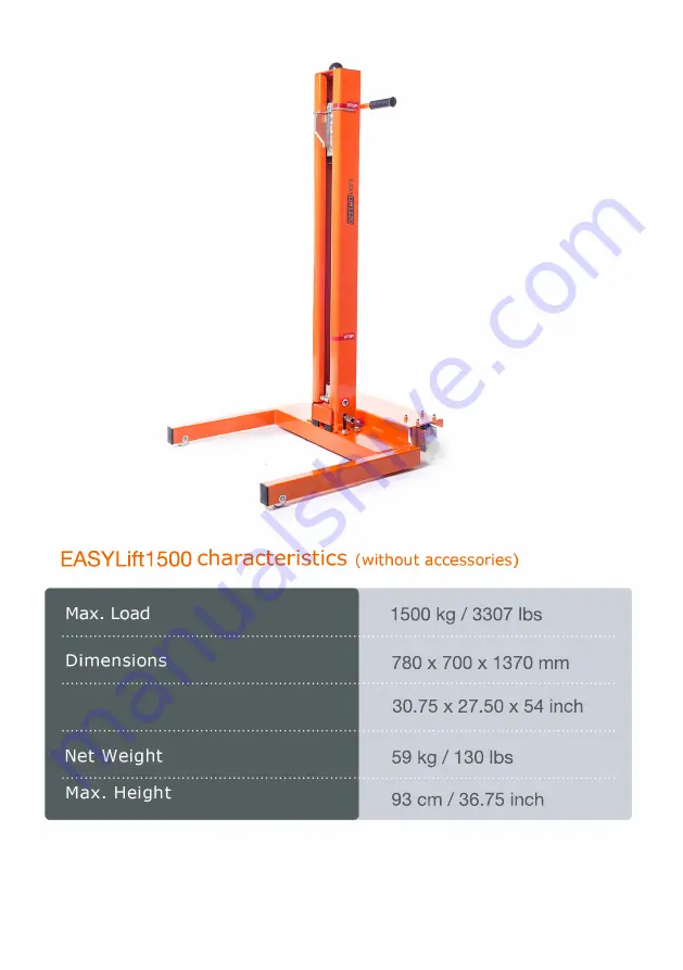 AUTOLIFT PRODUCTION EASYLift 1500 Manual Download Page 9