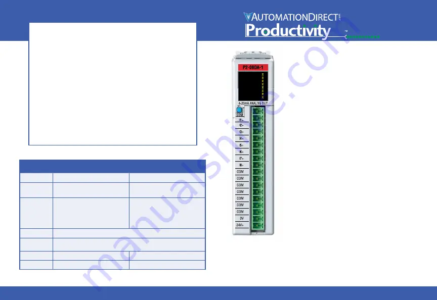 Automationdirect.com Productivity 2000 P2-08DA-1 Скачать руководство пользователя страница 1