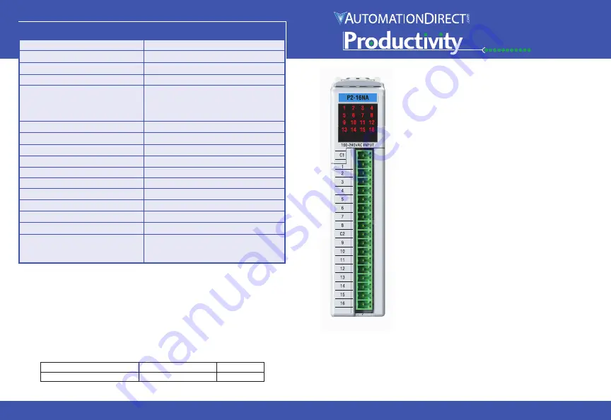 Automationdirect.com Productivity 2000 P2-16NA Скачать руководство пользователя страница 1