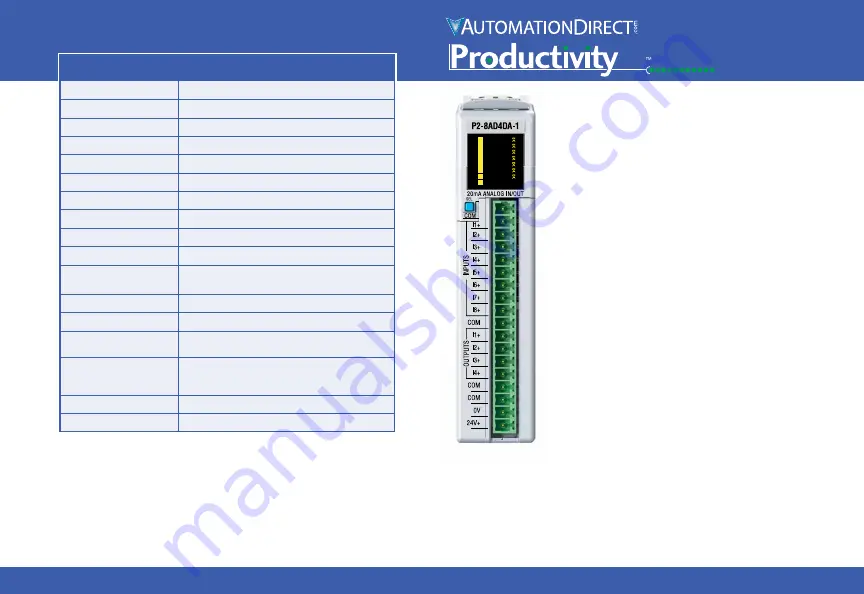 Automationdirect.com Productivity 2000 P2-8AD4DA-1 Скачать руководство пользователя страница 1