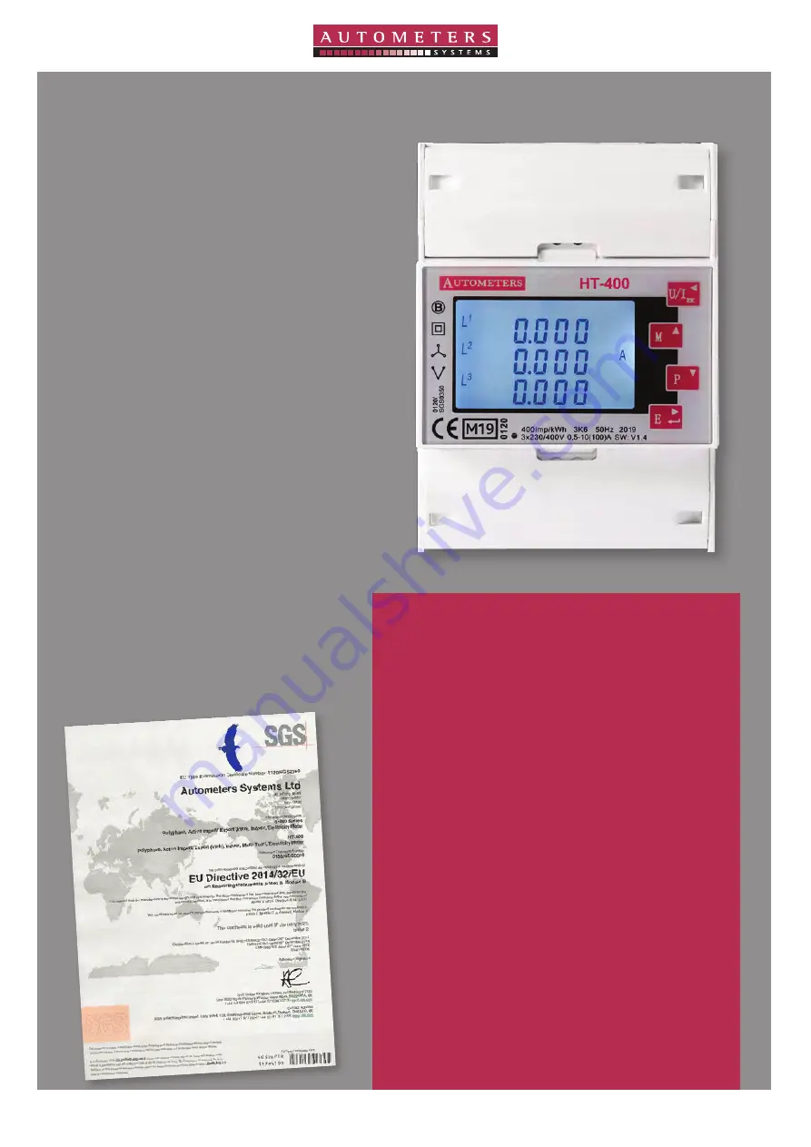 Autometers Systems HORIZON HT-400 Скачать руководство пользователя страница 3