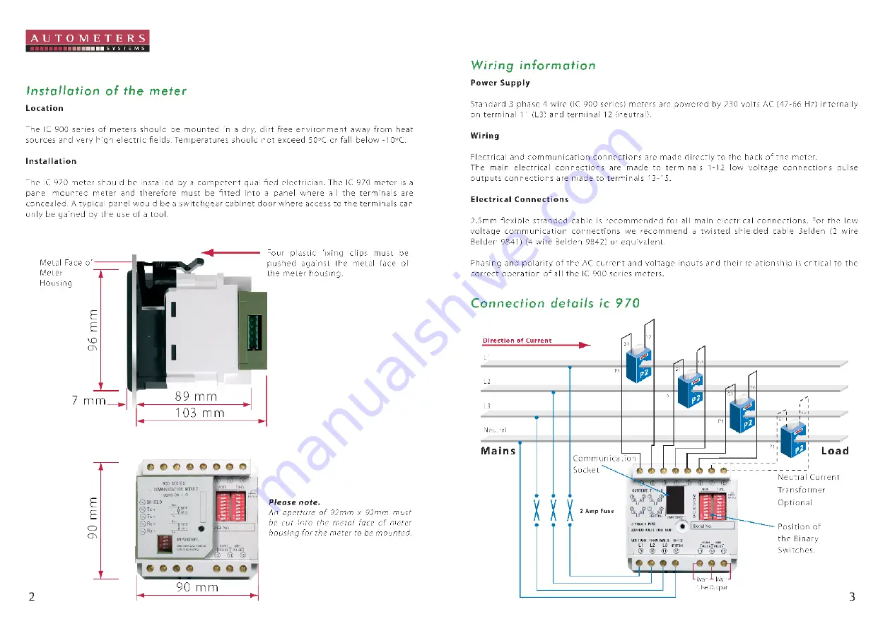 Autometers Systems IC 970 Installation & Operating Manual Download Page 2