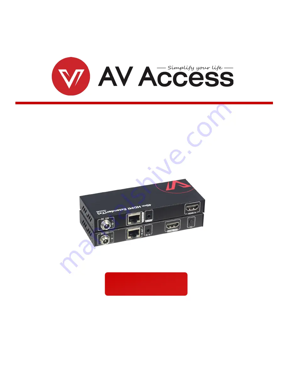 AV Access HDEX40 User Manual Download Page 1