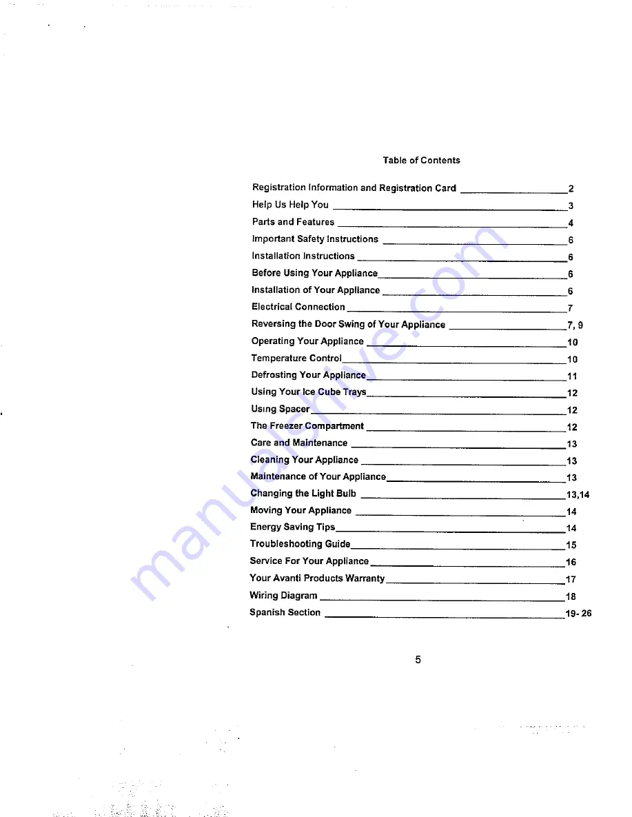 Avanti 1151WT-1 Instruction Manual Download Page 5