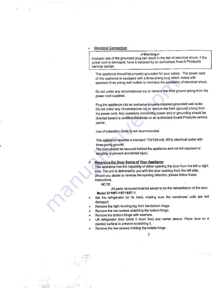 Avanti 1151WT-1 Instruction Manual Download Page 7