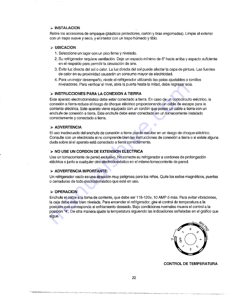 Avanti 18DYW Instruction Manual Download Page 22