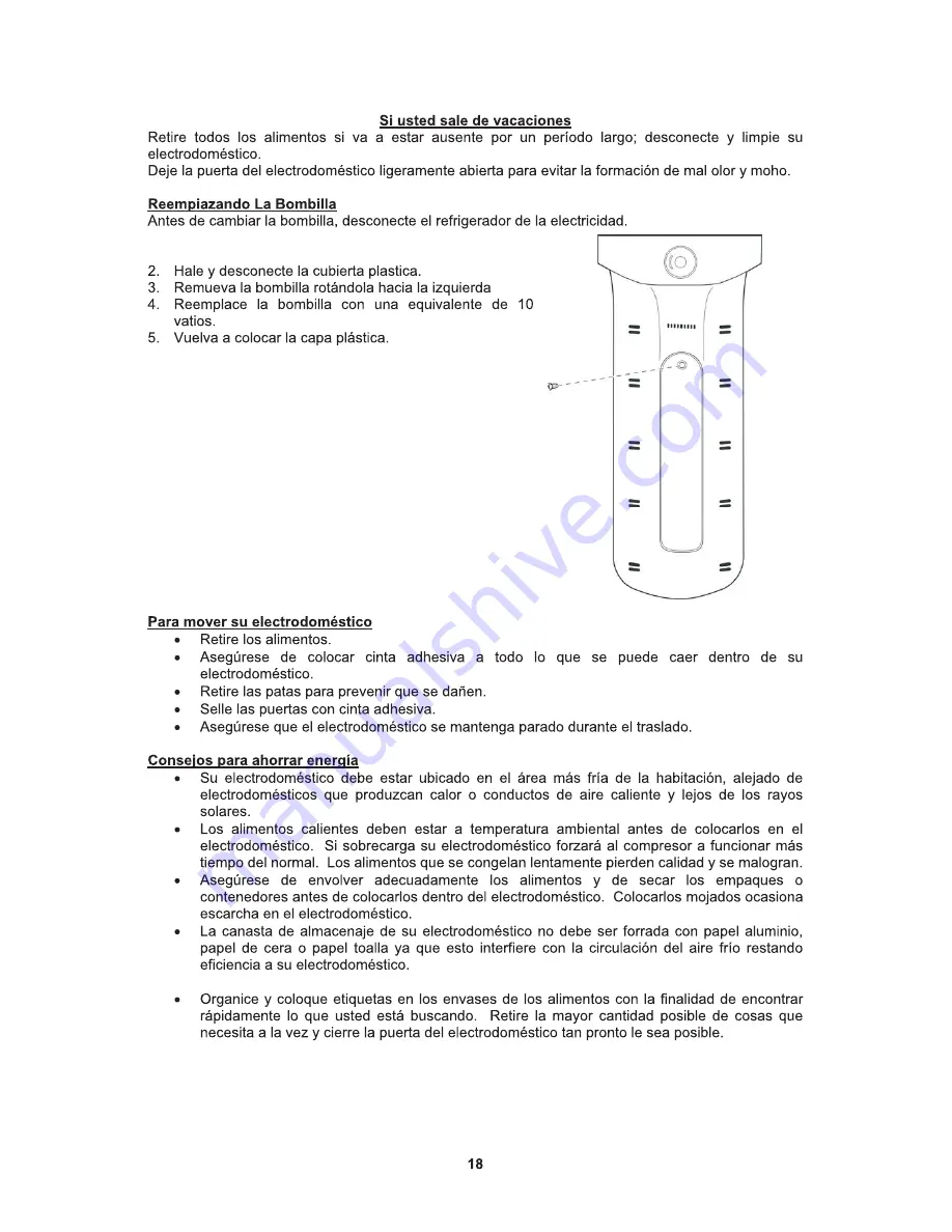 Avanti FF998W Instruction Manual Download Page 18