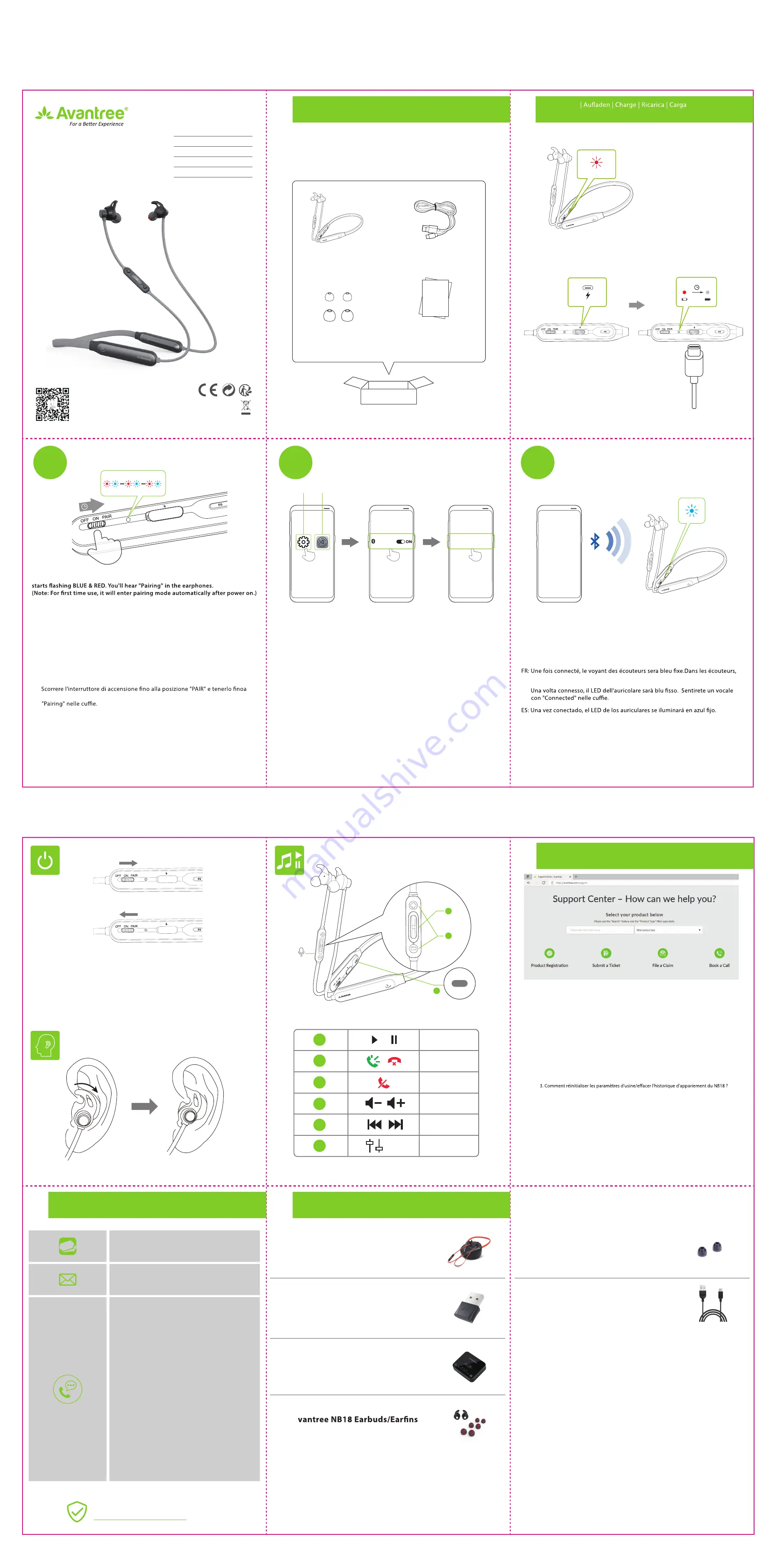 Avantree BTHS-NB18 Quick Start Manual Download Page 1