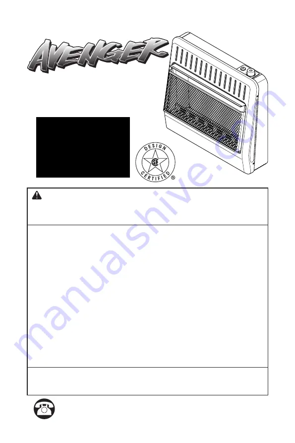 Avenger 110061 Owner'S Operation And Installation Manual Download Page 1