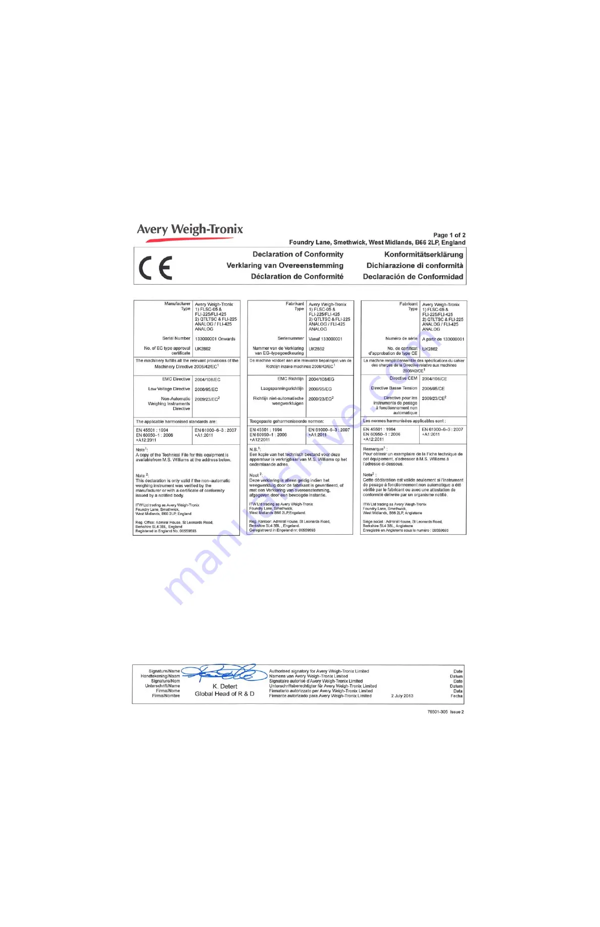 Avery Weigh-Tronix FLI 225 Service Manual Download Page 10