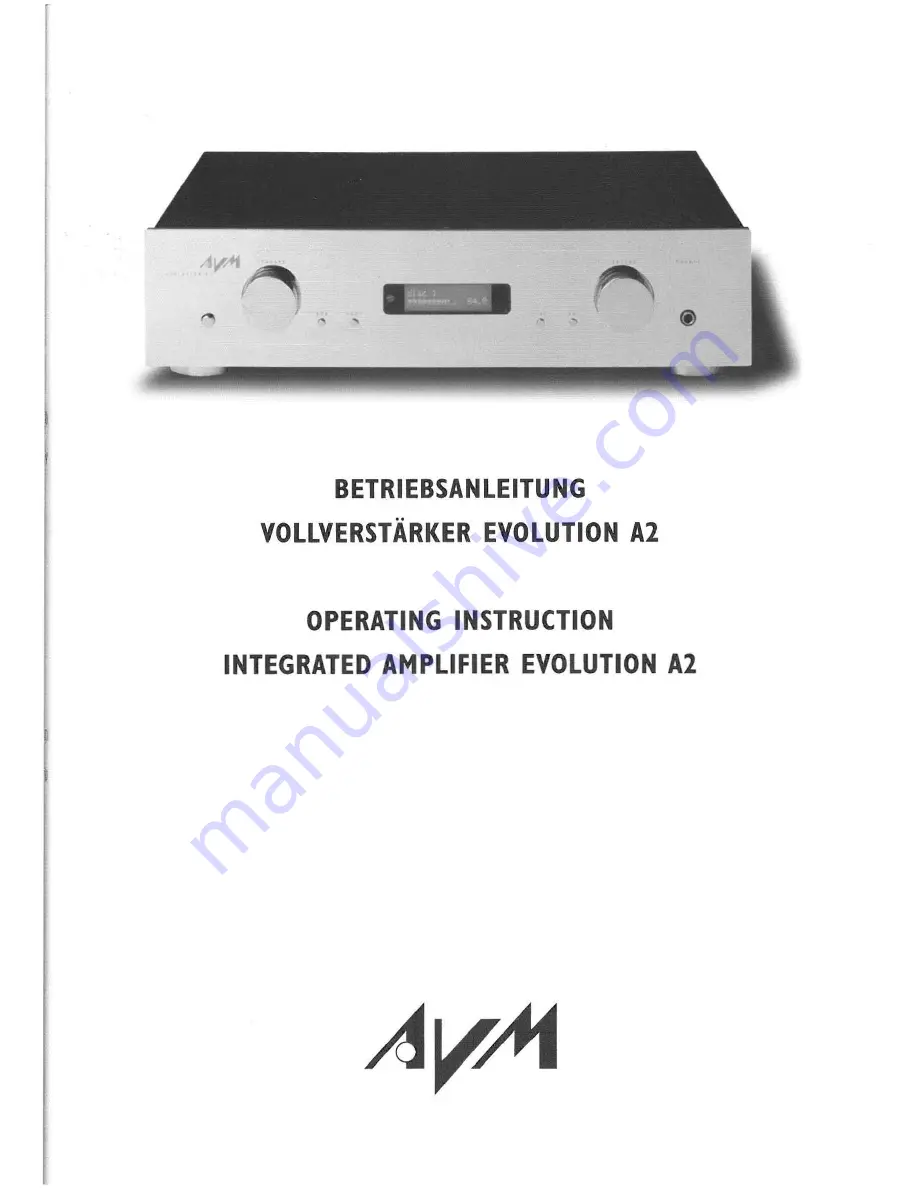 AVM EVOLUTION A2 Скачать руководство пользователя страница 1