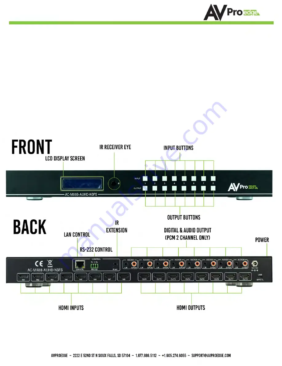 AVProEdge AC-MX88-AUHD-NSFS User Manual Download Page 4