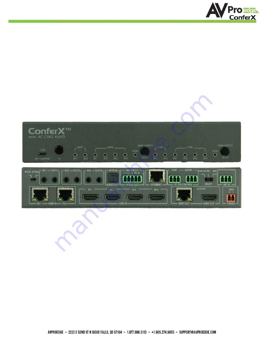 AVProEdge ConferX AC-CX62-AUHD User Manual Download Page 1