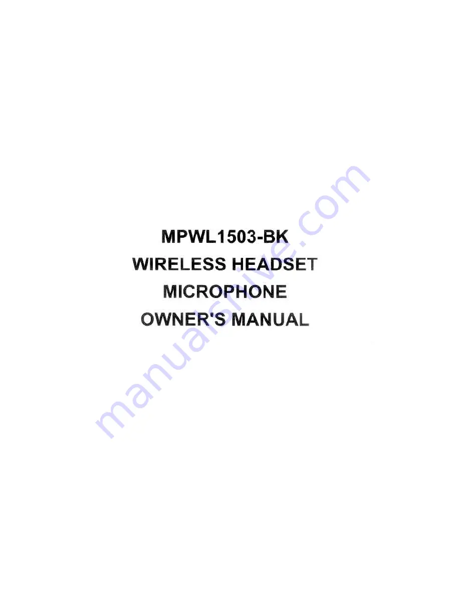 AXESS ELECTRONICS mpwl 1503-bk Owner'S Manual Download Page 1