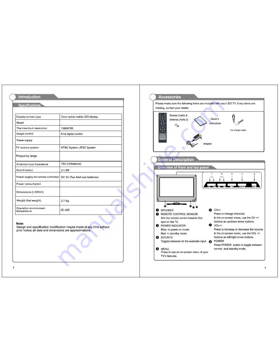 AXESS ELECTRONICS TV1701-15 Скачать руководство пользователя страница 5