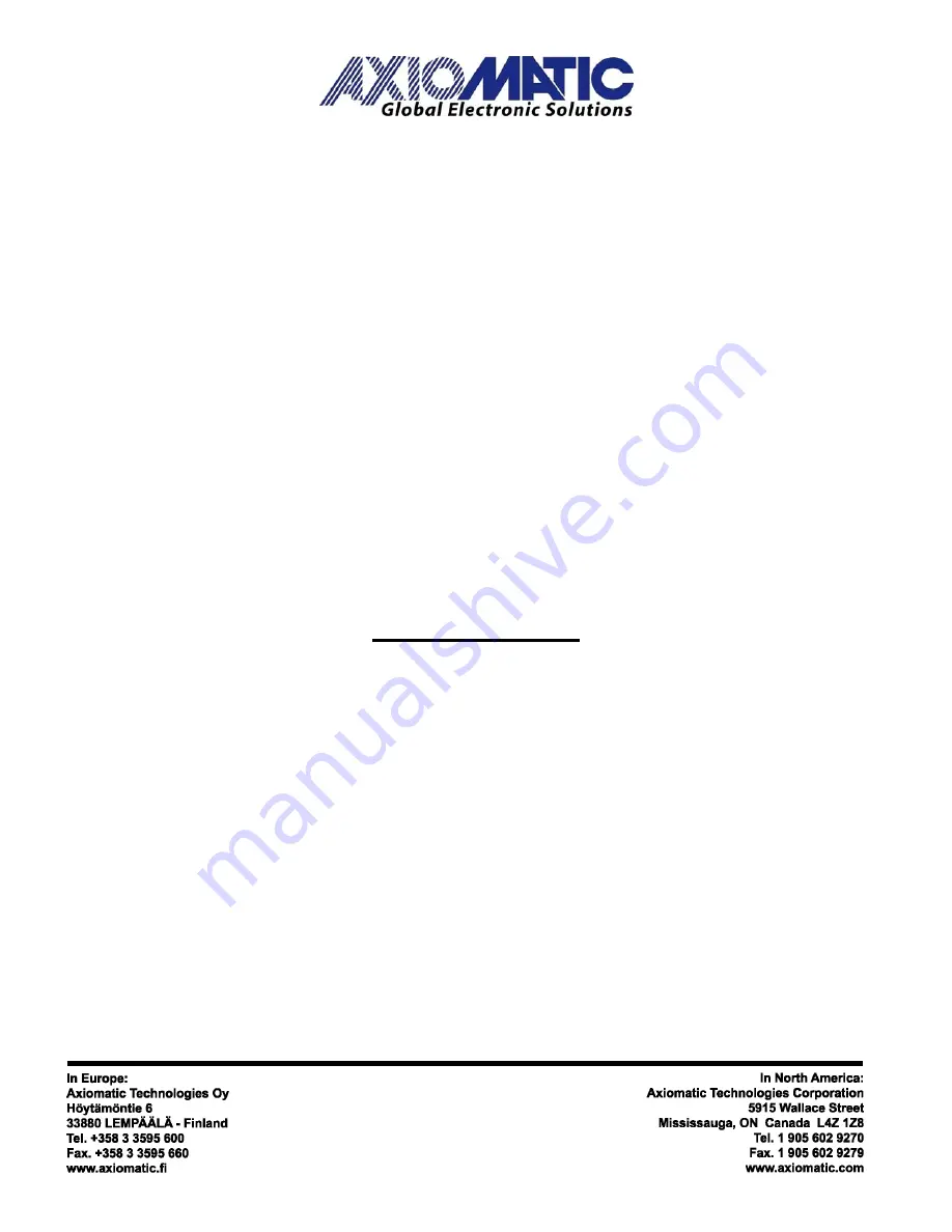 AXIOMATIC AX030301 Скачать руководство пользователя страница 1