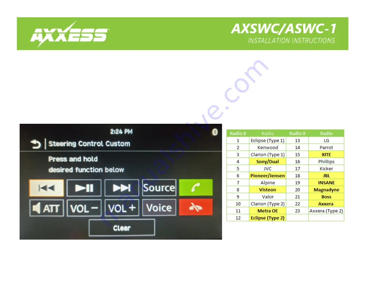 Axxess AXSWC Installation Instructions Manual Download Page 15